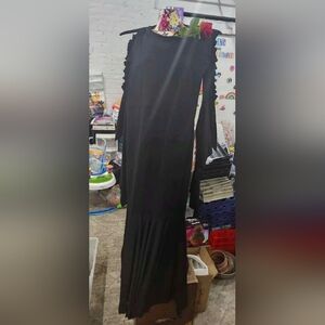 Morticia addams Costume large/xl dress with single rose and long black wig